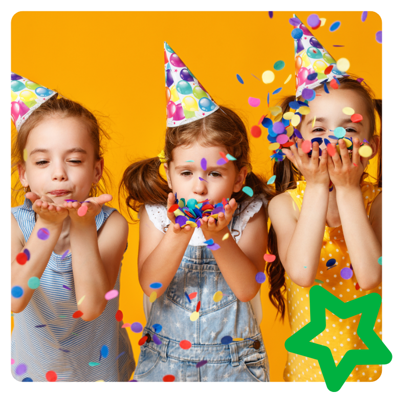 3 girls doing birthday celebration